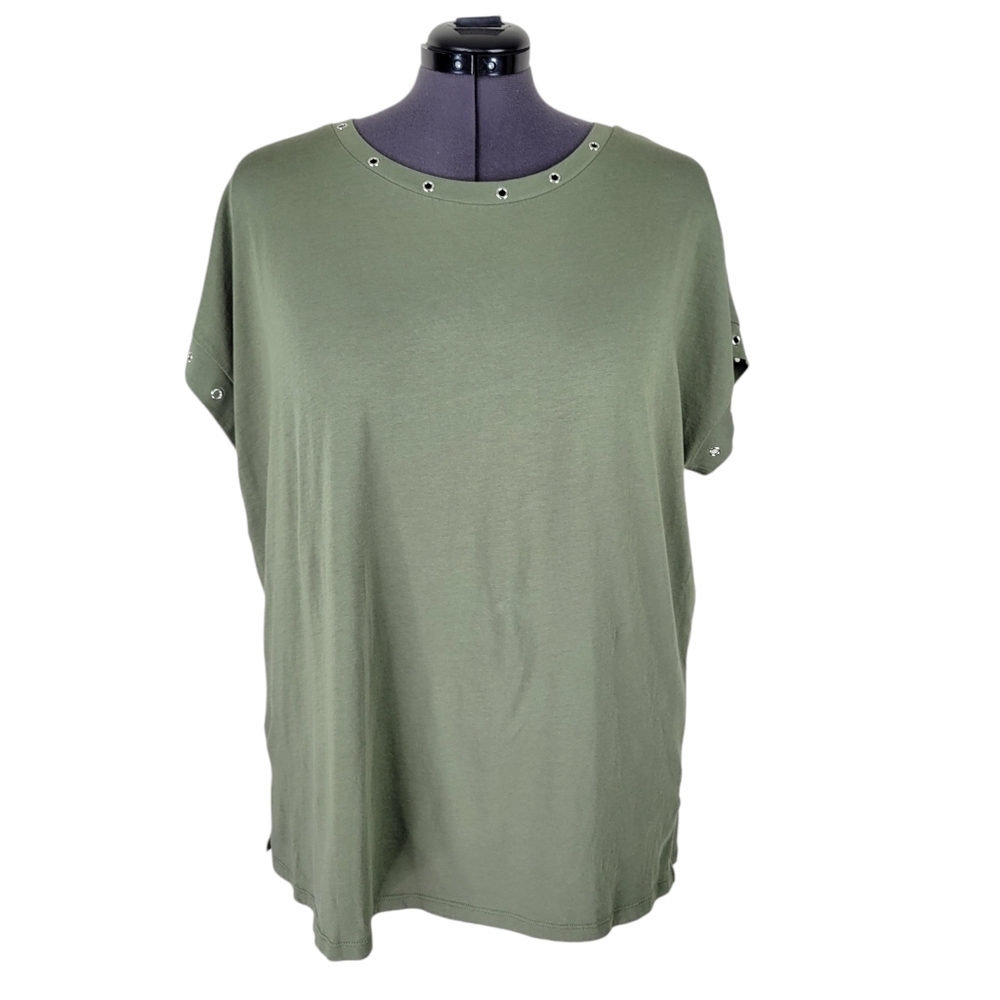 Torrid Heritage Jersey Knit Tank Size 2 2X Grommets Dolman Sleeves Crew Neck